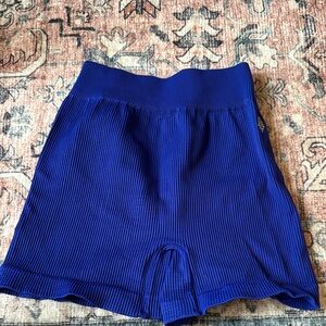 Free People Vibrant Blue Ribbed Bike Shorts